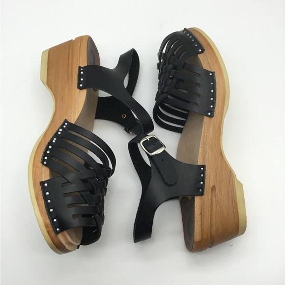 Troentorp Shoes - Troentorp Black Anna Wooden leather Sandal